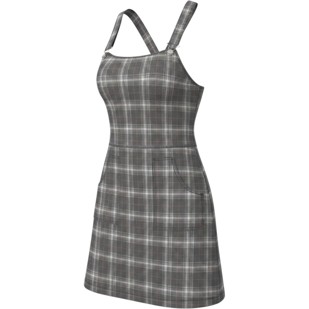 Tinsel Town Grey Plaid Skirtall Zip Front Pinafore Dress XL MYD018740C